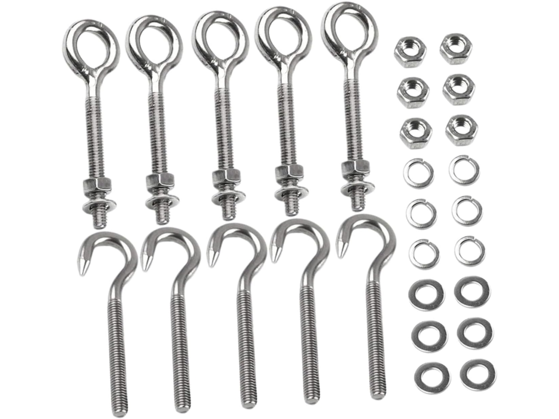 Conjunto De 10 Ganchos Aço Inoxidável Com Rosca, Da Hemobllo, Alta Cap