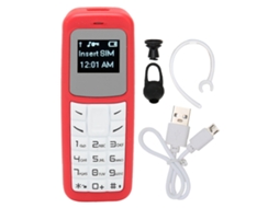 Mini Celular Celular Pequeno Fone De Ouvido Bluetooth Discador Com Gancho De Orelha Suporte Sim 0,66 Polegadas Vermelho