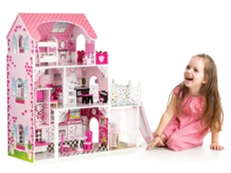 Casa de Bonecas de Madeira com Elevador Xxl e Escorregador ECOTOYS