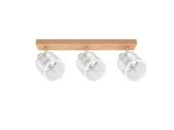 Nettlife Plafon Led Foco De Teto 3 Lâmpadas - Aspecto Madeira Branca E14 Regulável 350° Máx. 25 W Moderno Para Sala Quarto Cozinha.