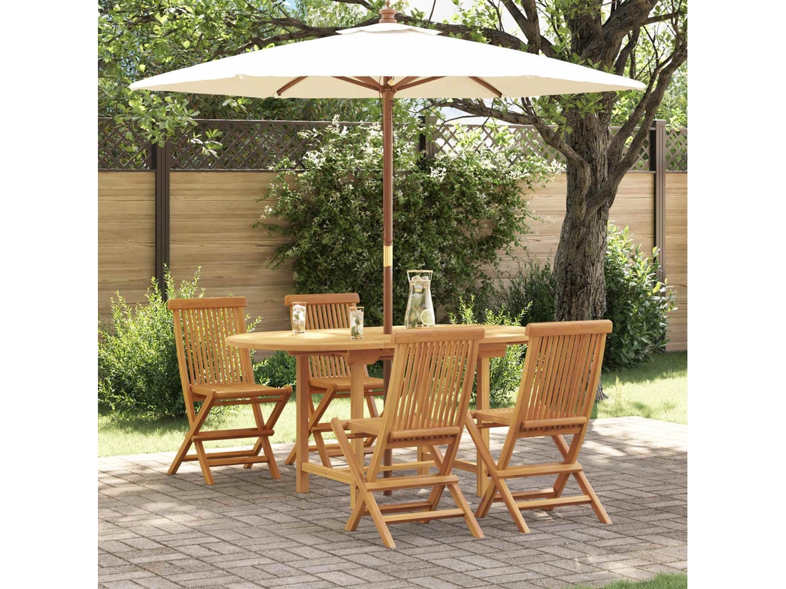 Vidaxl Conjunto De Jantar Para Jardim 5 Pcs Castanho