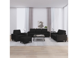 Vidaxl 4 Pcs Conjunto De Sofás Tecido Preto