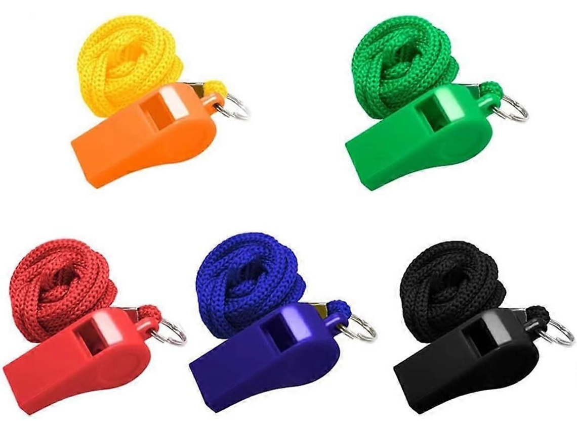 Pacote Com 5 Apitos Plásticos Com Cordão