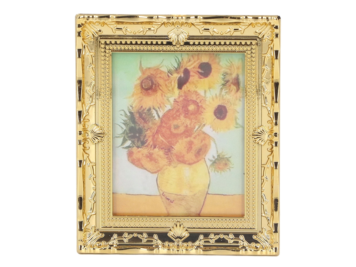 Mali pintura a Óleo Miniatura 1:12 para Casinha de Bonecas com Moldura Dourada Artesanal