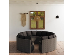 Vidaxl 8 Pcs Conjunto Sofás De Jardim C/ Almofadões Vime Pe Cinzento