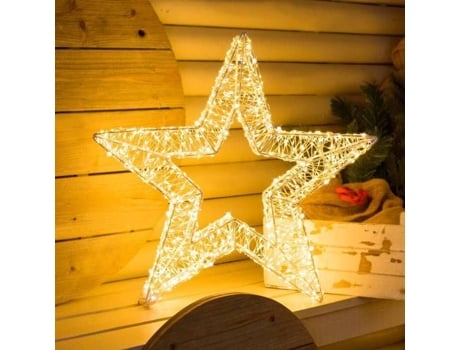 Estrela Luminosa Led 3d Ø55cm Metal Branco 2000 Microled Flashled Diamond Ip44 Lotti