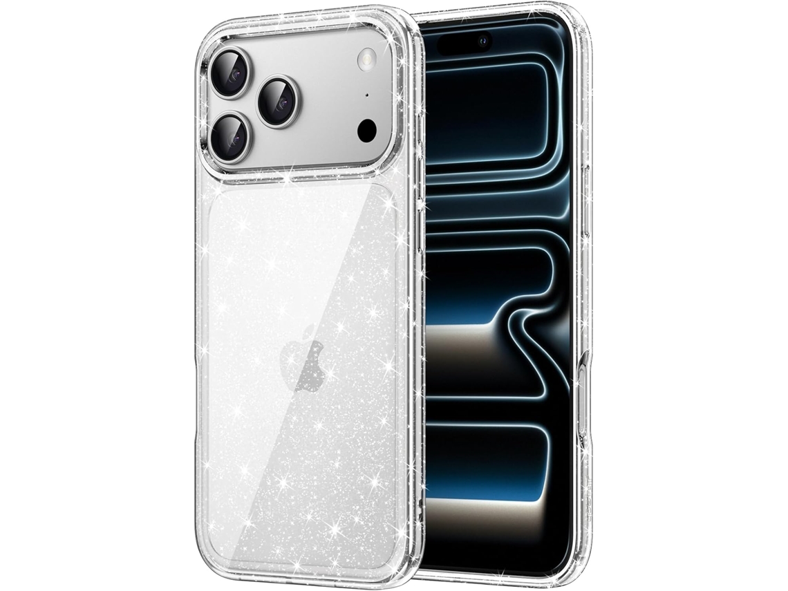 Capa Com Glitter Para Iphone 17 Pro De 6,3 Polegadas, Capa Brilhante E Resistente A Impactos, Capa Fofa E Brilhante Para Mulheres E Meninas (transpare