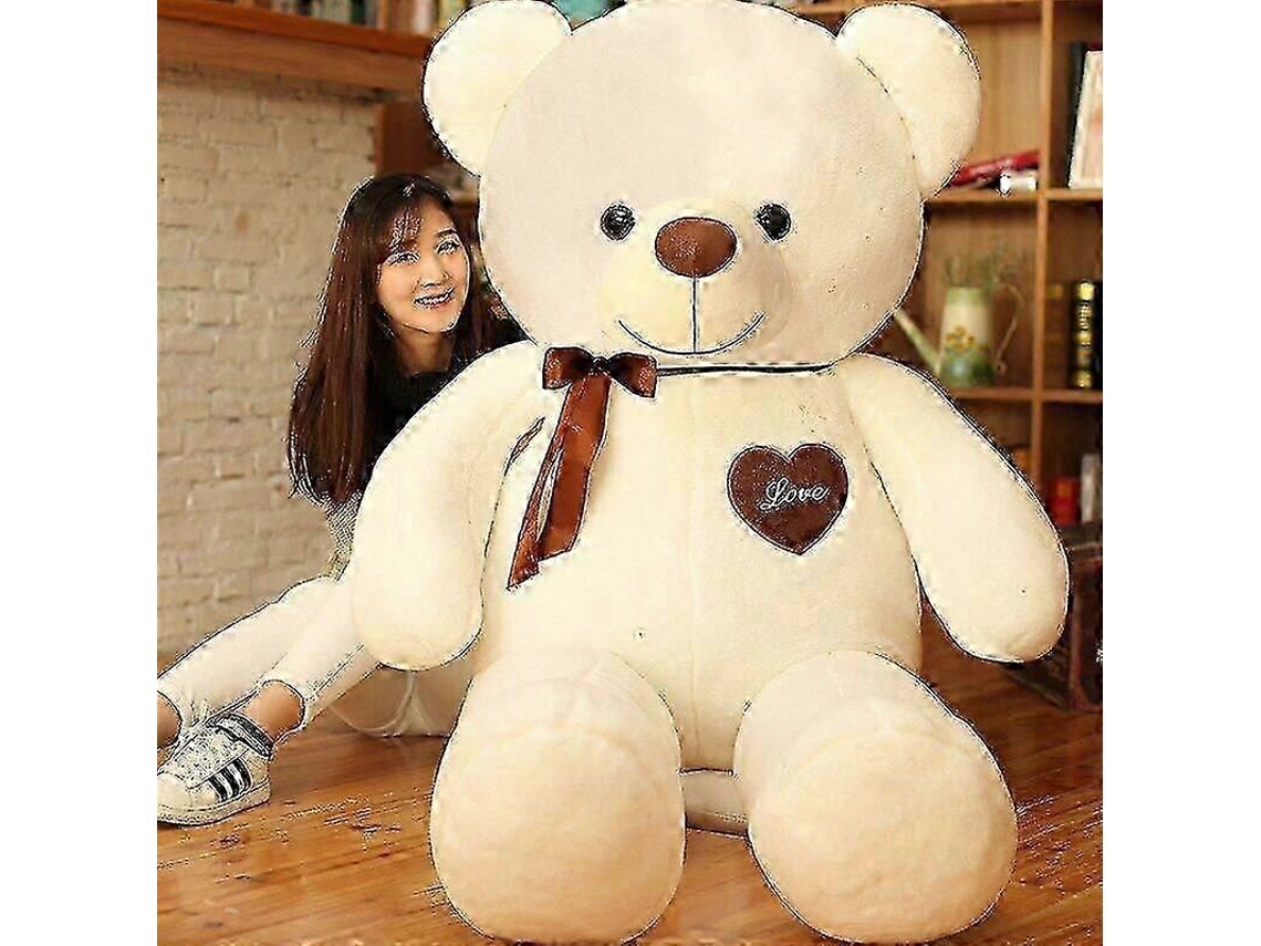 Urso De Pelúcia Gigante Branco 100cm, Macio, Presente E Decoração
