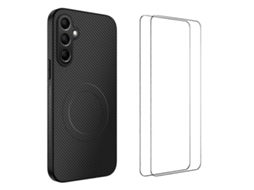 Capa Magnética Wanlonfeng Tq1 Series Com Textura De Fibra De Carbono E Tpu Para Samsung Galaxy S24 Com 2 Películas De Tela Pretas