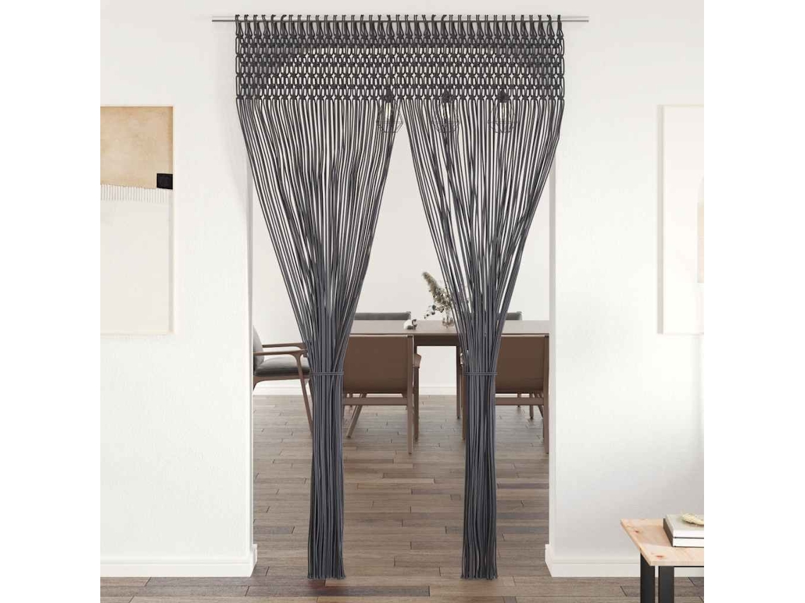 Vidaxl Cortina Macramé 140x240 Cm Algodão Antracite