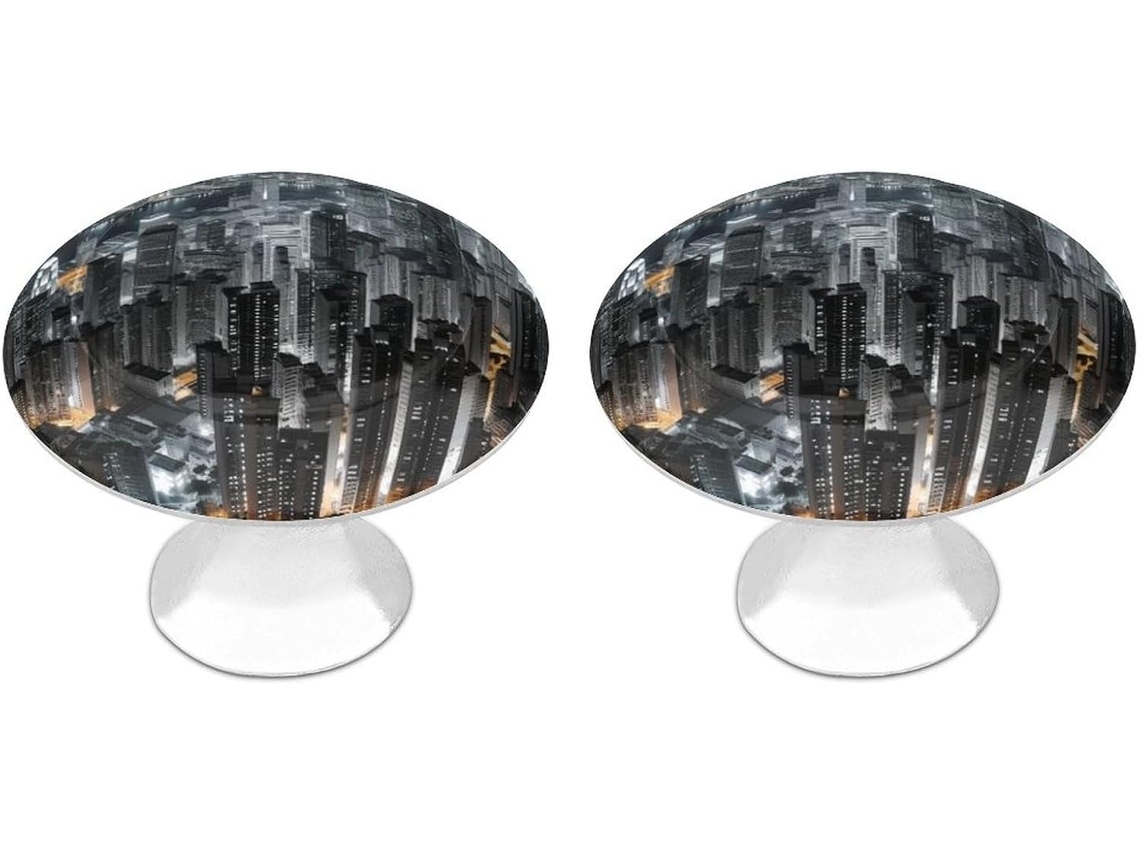Conjunto De 2 Puxadores Aço Inoxidável Para Armários Cozinha, Com Design Personalizado De Vista Aérea Noturna, Ideais
