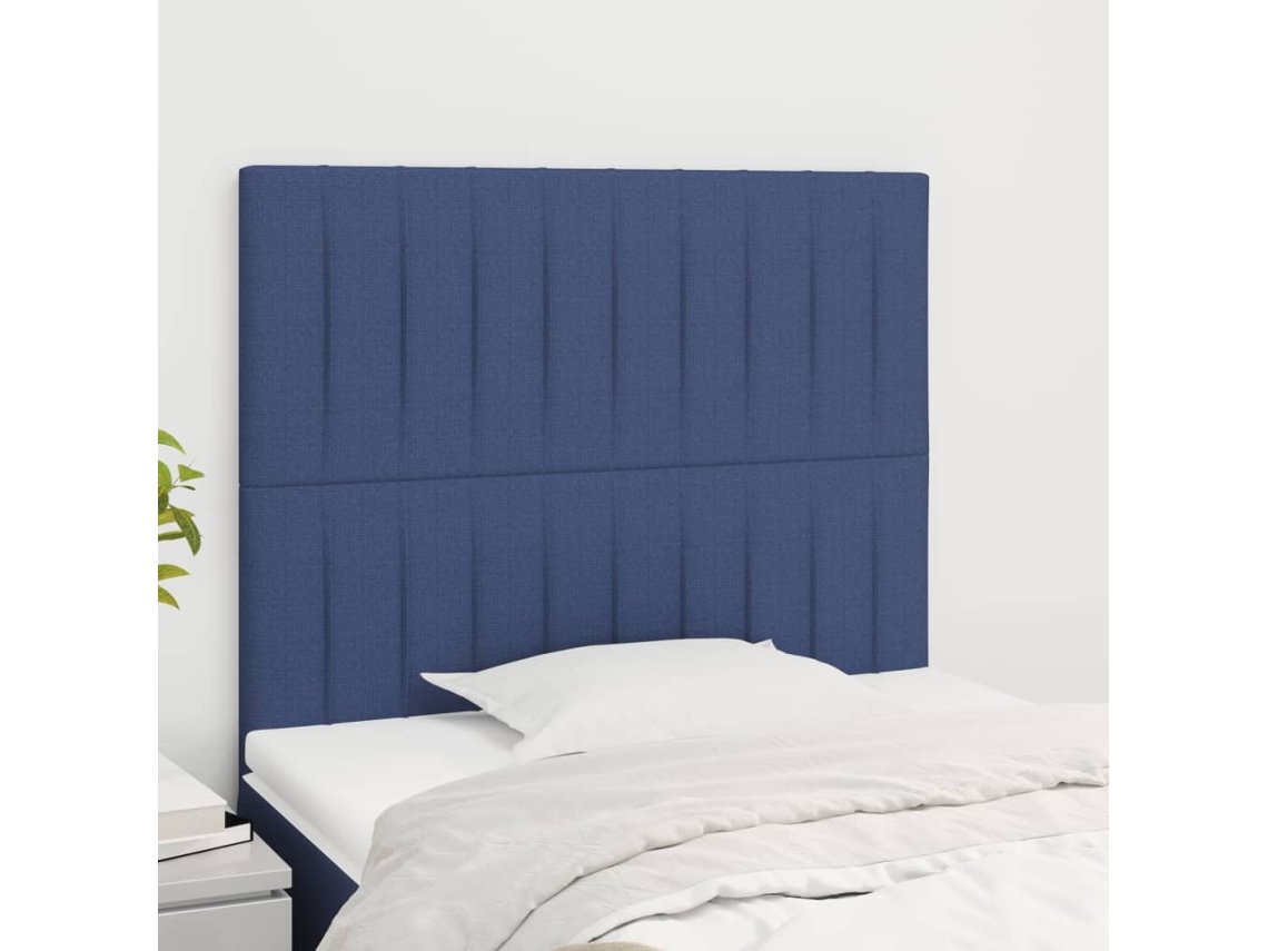 Cabecero de tela de 2 piezas 80x5x78/88 cm azul