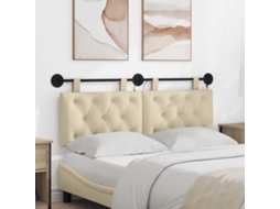 Vidaxl Cabeceira Suspensa Com Luz Led Creme Tecido