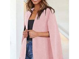 Blazer Com Capa Para Mulher Com Manga Dividida Sem Fecho Casual Traje De Trabalho Leve L Rosa