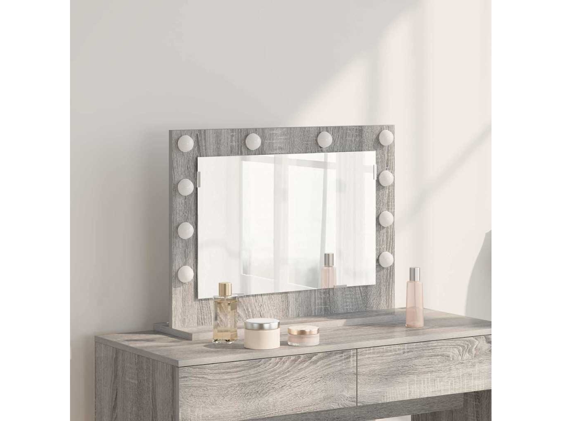 Vidaxl Espelho De Vaidade Cinza Sonoma 60 X 45 X 18 Cm Retangular