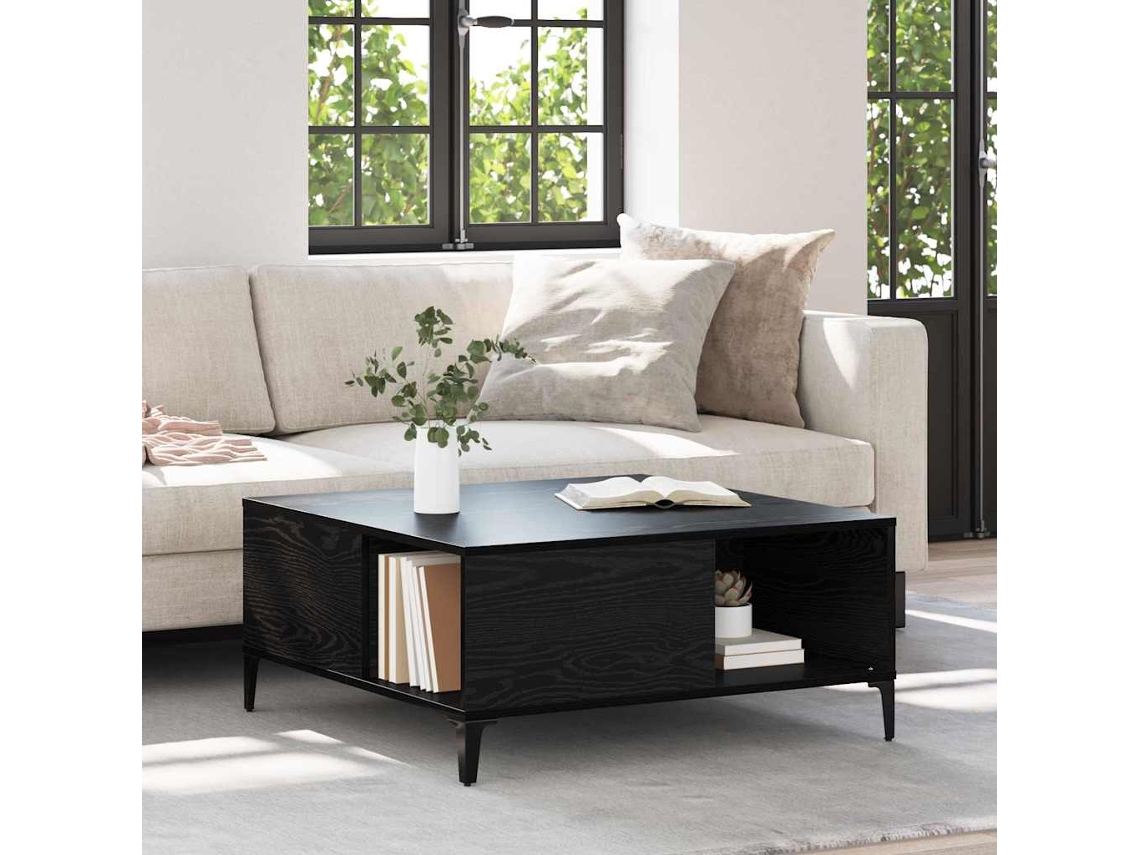 Vidaxl Mesa De Centro Carvalho Preto 80 X 80 X 36,5 Cm