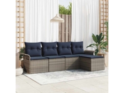 Vidaxl Conjunto De Sofá De Jardim 5 Unid. Cinzeto Vime Pe