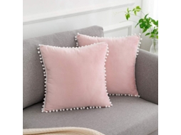 2026-fundas De Almohada De Terciopelo Azul Oscuro Navideño 18x18 Pulgadas Con Pompones Set De 9 Decorativas Para Sofá