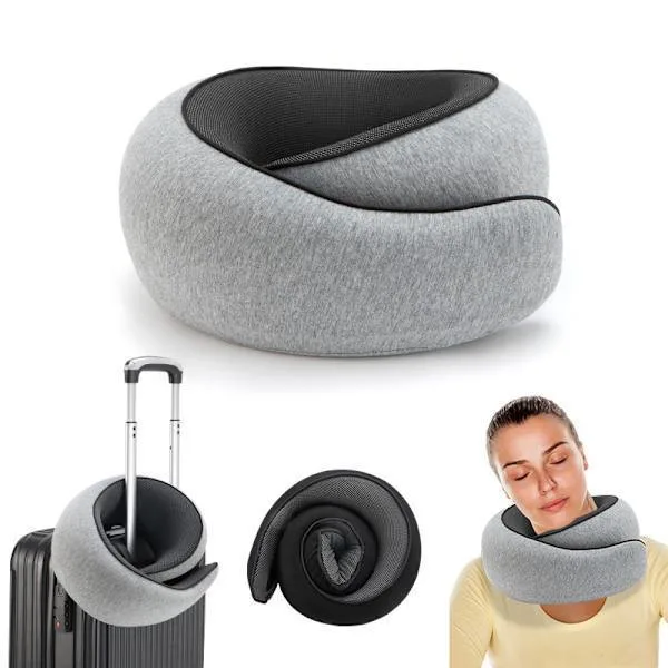 Travesseiro de Viagem AQUAFORGE, formato U, algodão viscoelástico, para massagem cervical