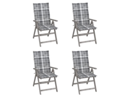 Cadeiras Jardim Reclináveis C/ Almofadões 4 Pcs Acácia Maciça Dkd Home Decor