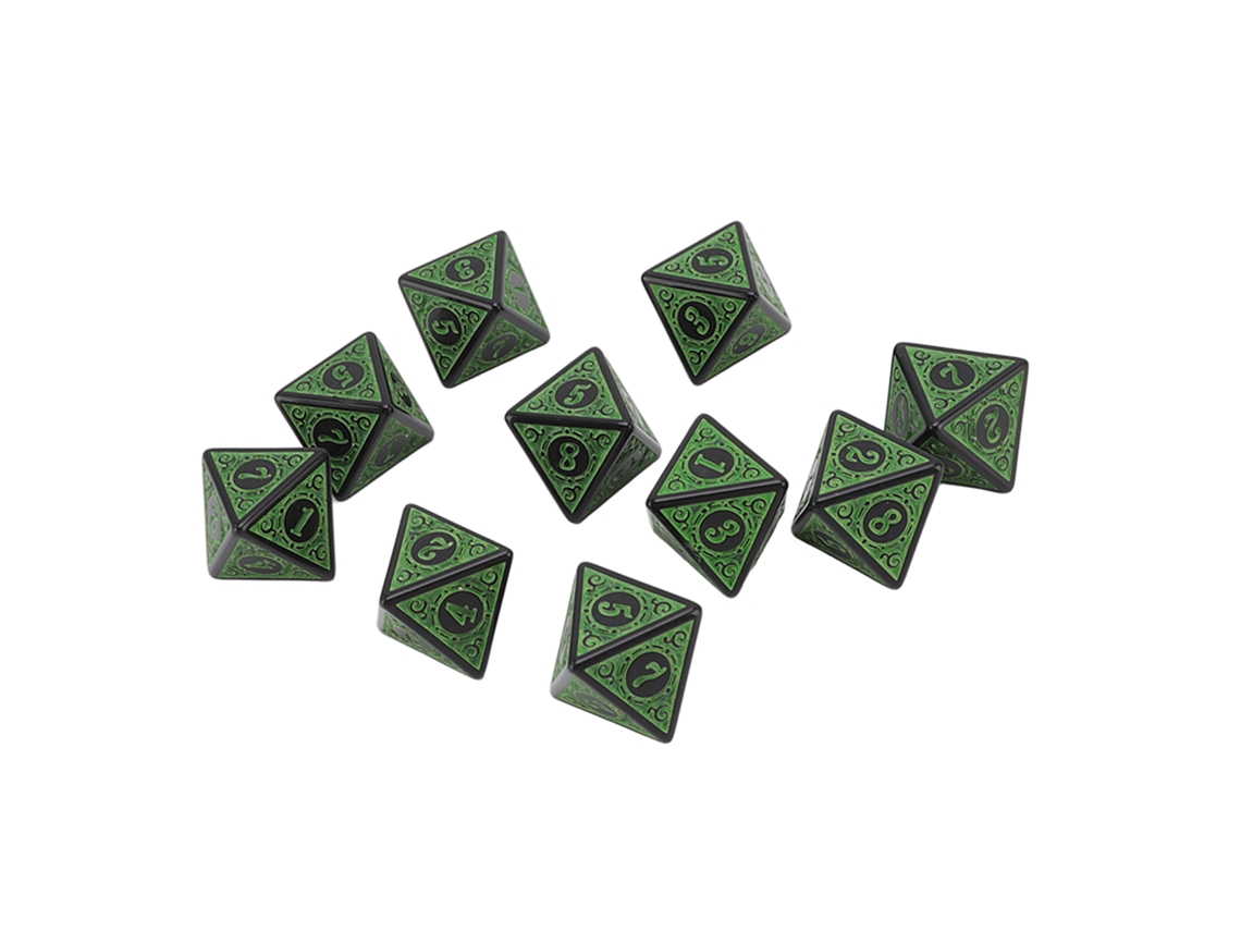 10pcs Conjunto De Dados Poliédricos Acrílico Gravação Fina Para Rpg Jogo De Tabuleiro 8 Lados