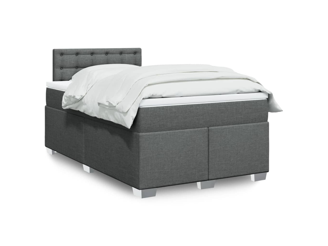 Vidaxl Cama Com Molas/colchão 120x200 Cm Tecido Cinzento-escuro