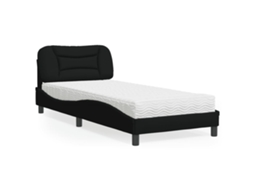 Cama Com Colchão 90x200 Cm Tecido Preto