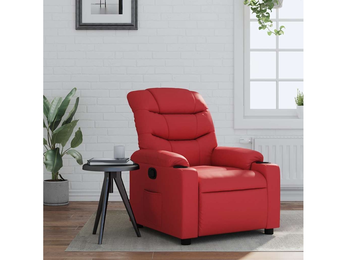 Vidaxl Poltrona Reclinável Couro Artificial Vermelho