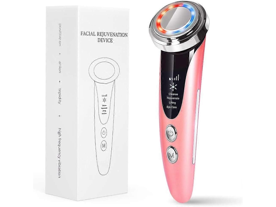 Massageador Facial 4 em 1 Antienvelhecimento, Aparelho de Tonificação com Luz Azul e Vermelha para Redução Rugas Firmeza da Pele. GOKOCO
