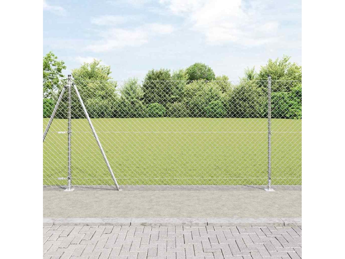 Vidaxl Cerca De Cadeia Com Base De Concreto 25 X 1,2 M Aço Galvanizado