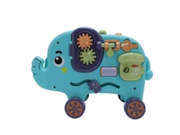Mali brinquedo Educativo Multifuncional Elefante com Engrenagens e Combinação de Formas Infantil Azul