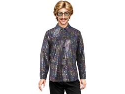 Camisa preta Bling Disco com estrelas para homens