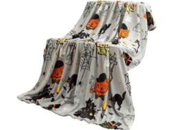 Manta de Flanela Syjym com Estampa Abóbora para o Halloween, Ideal para Quarto, Sala de Estar