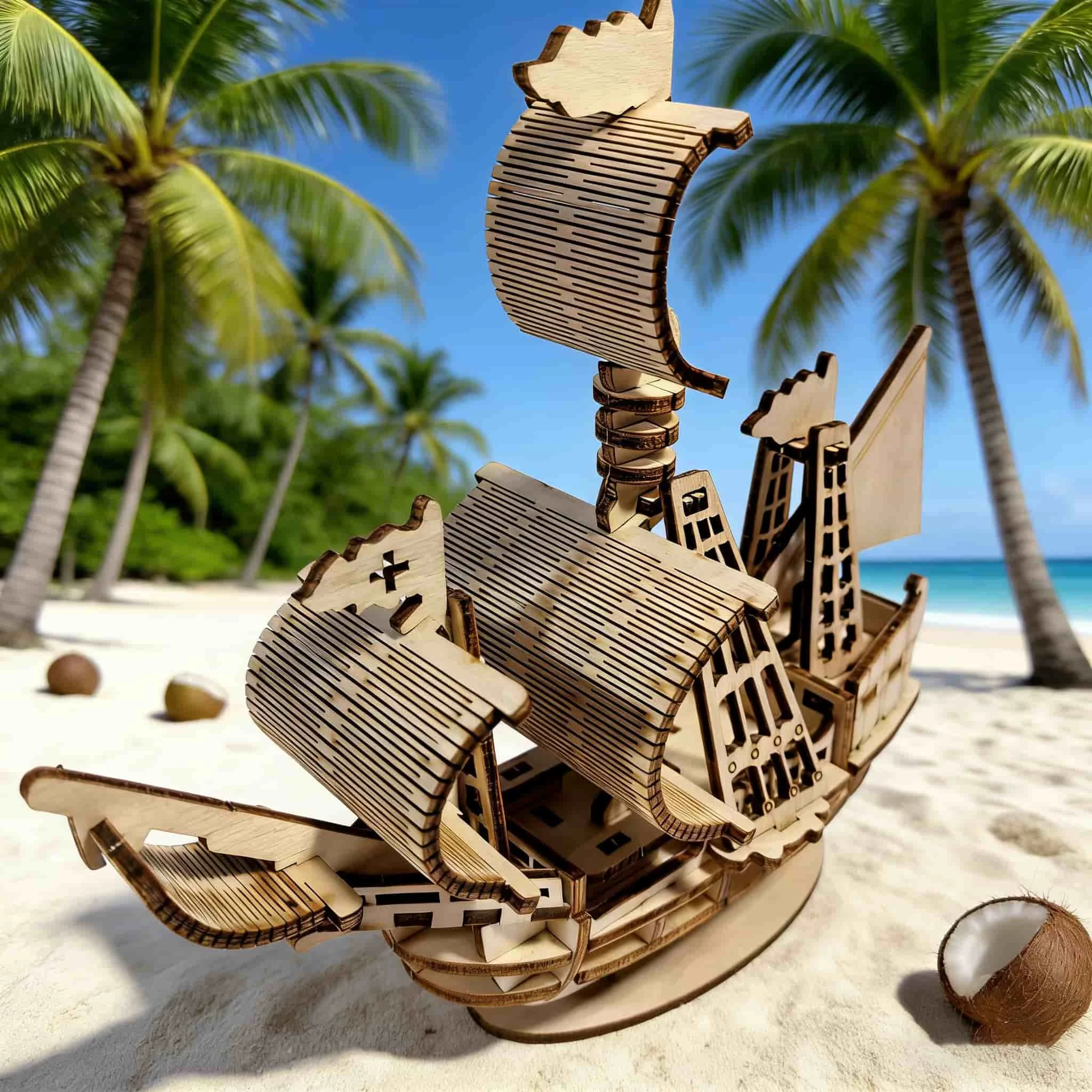 Quebra cabeça 3d de Madeira em Formato de Veleiro, Modelo de Madeira para Montar. MDUG