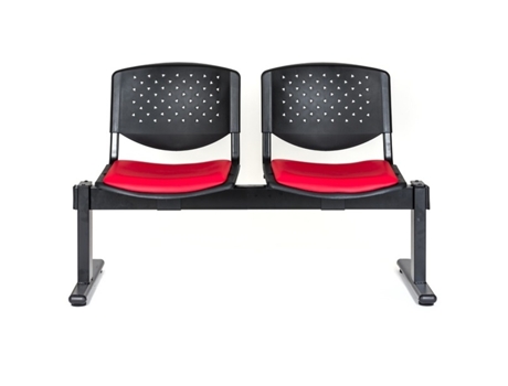 Cadeiras de Receção RIVA Prisma Vermelho e Preto (2 Lugares - Polipropileno e Tecido)
