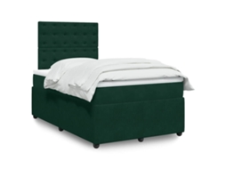 Vidaxl Cama Boxspring com Colchão 120x200 Cm Veludo Verde escuro