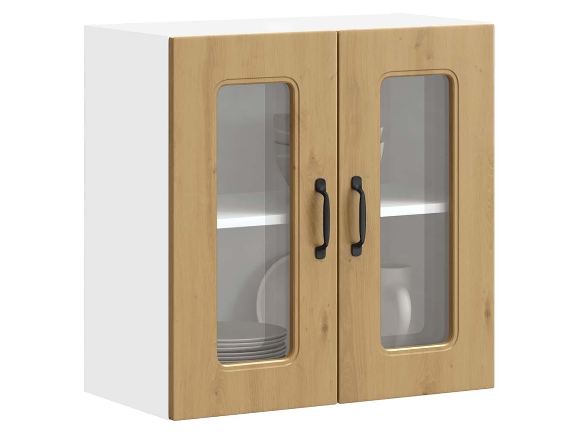 Vidaxl Armário De Parede Cozinha Porta Vidro Kalmar Carvalho Artesanal