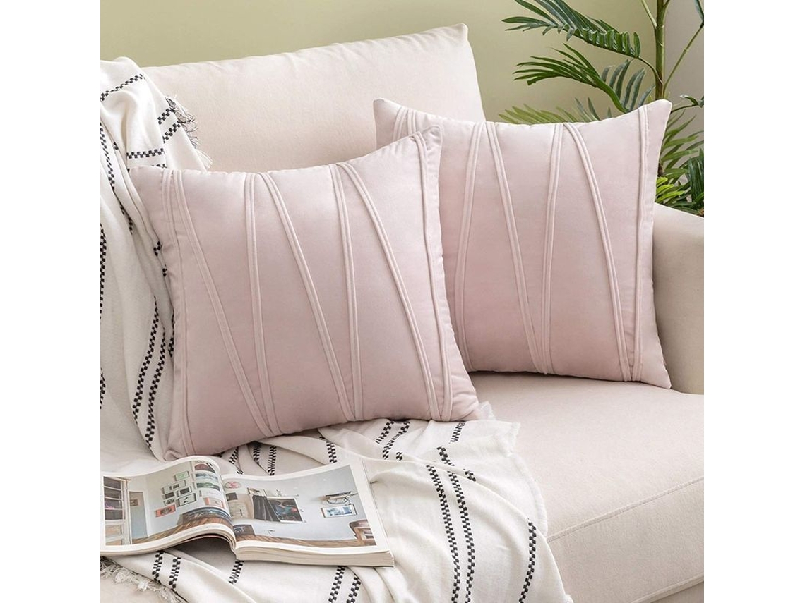 2026 funda de Almofada de Terciopelo Rayada Decorativa Suave 2 Piezas 45x45cm Rosa para Sofá Cama Auto