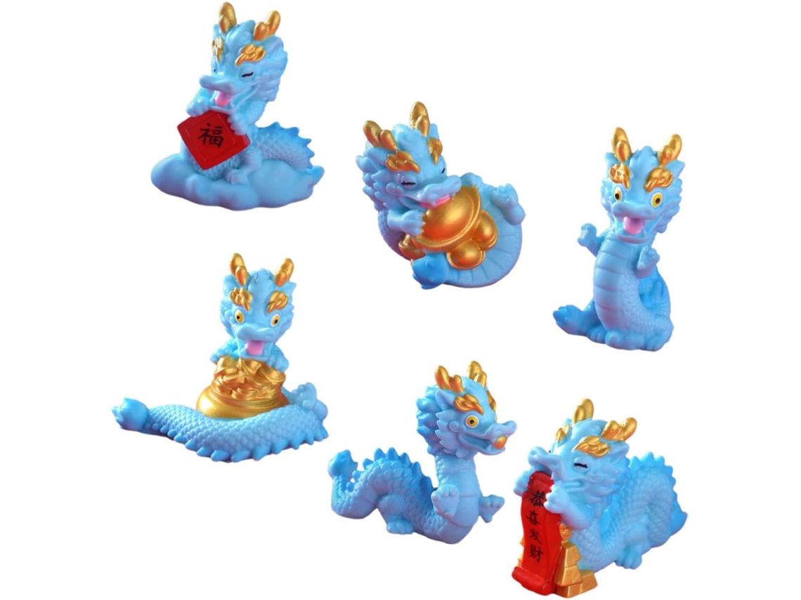 Conjunto De 6 Miniaturas De Dragões Em Resina Para Decoração De Estábulo, Escritório Ou Sala De Estar. Ideal Para Gokoco
