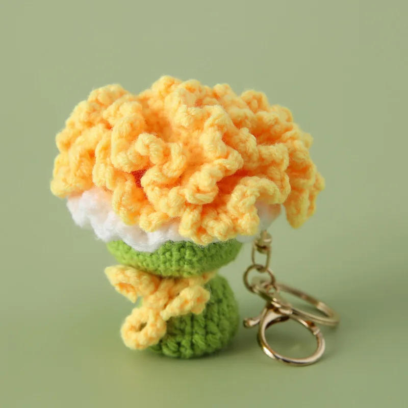 Novo Pingente De Buquê De Crochê, Chaveiro De Flor Tricotada, Mini Buquê Criativo