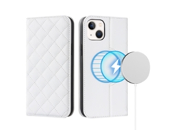 Capa Bloqueio Rfid Inch Para Iphone 13 Mini Pele Sintética Magnética Com Porta-cartões Branco