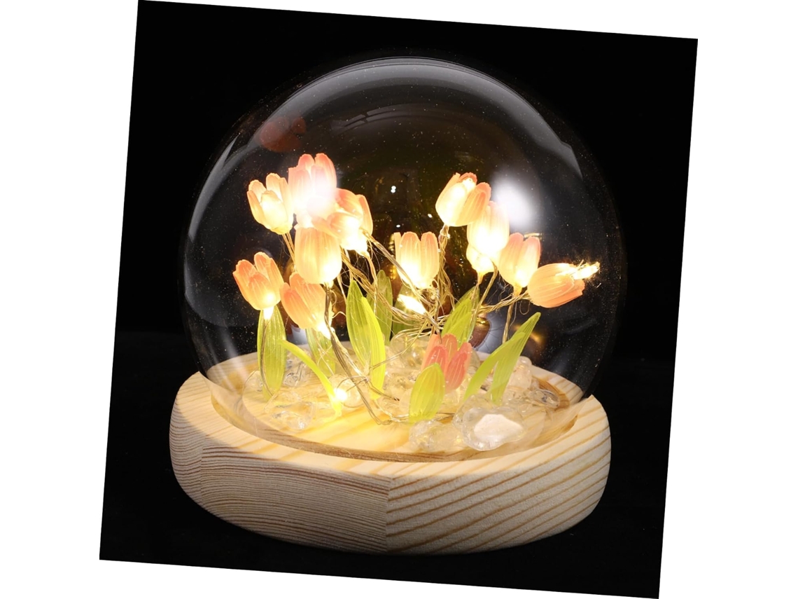 Kit Completo De Luminária Noturna Diy Com Tulipas Cor-de-rosa E