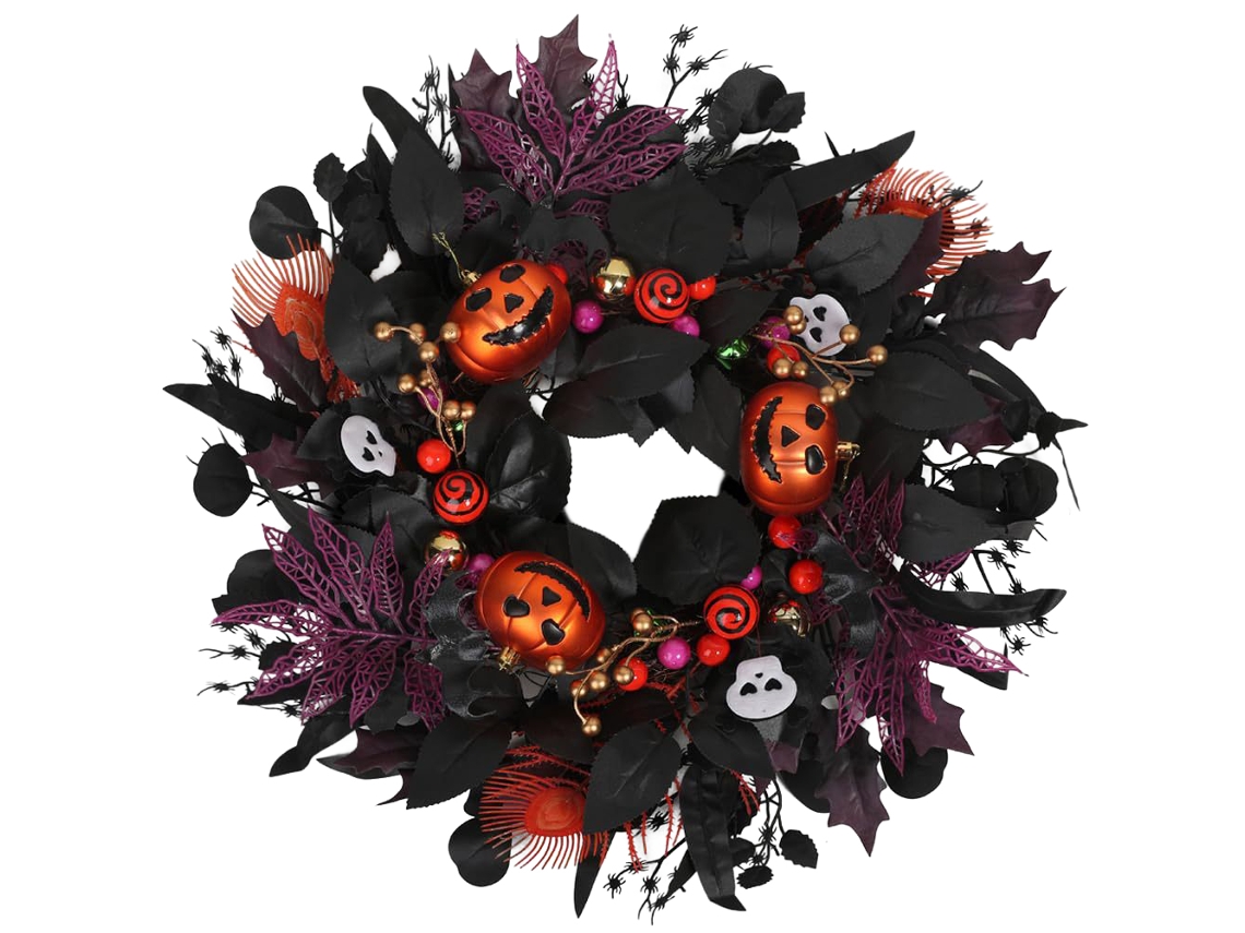 Laxiscreed Grinalda De Halloween Com Caveiras E Abóboras Para Decoração De Casa