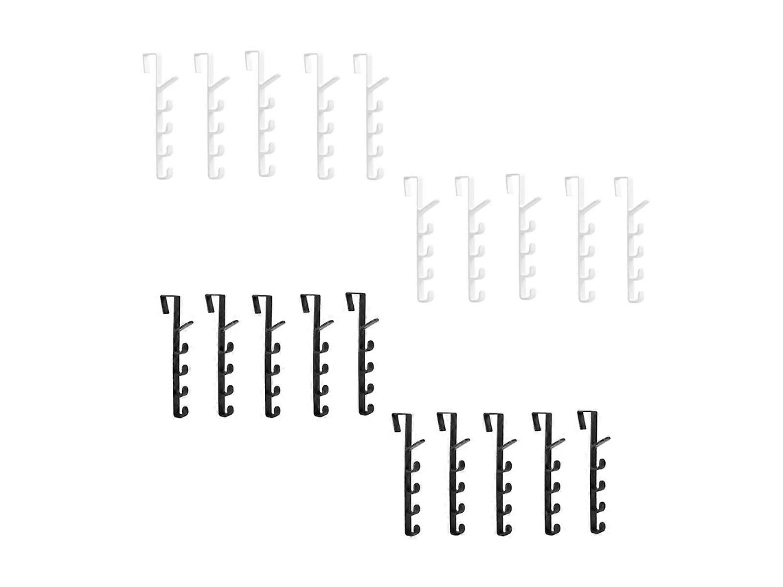 Lurelia Cabideiro De Porta, 10 Ganchos, Em Plástico, Para Toalhas E Roupas, 2,5 Cm, Preto/branco