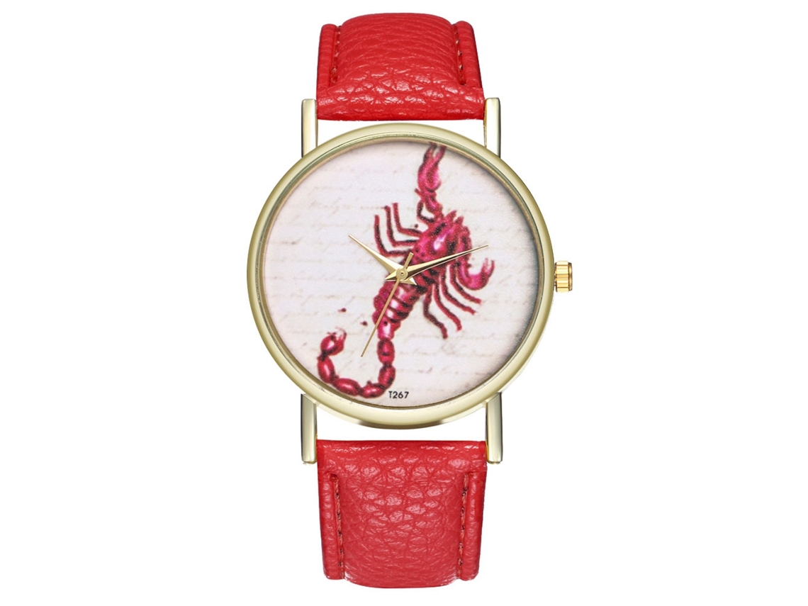 Relógio de Pulso Scorpio de Cinta Pu Analógico Simples Quartz Zhoulianfa T267 a (vermelho)