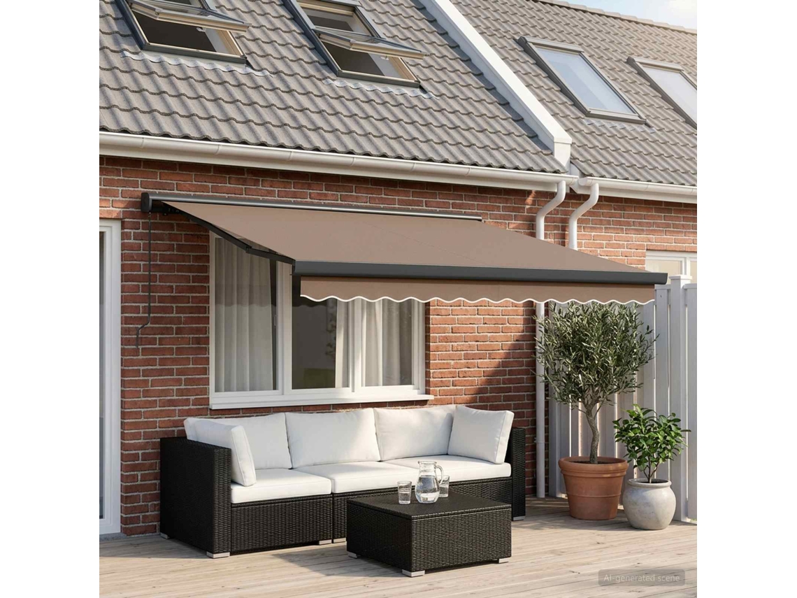 Vidaxl Toldo Retrátil Cinzento-acastanhado 300 X 250 Cm