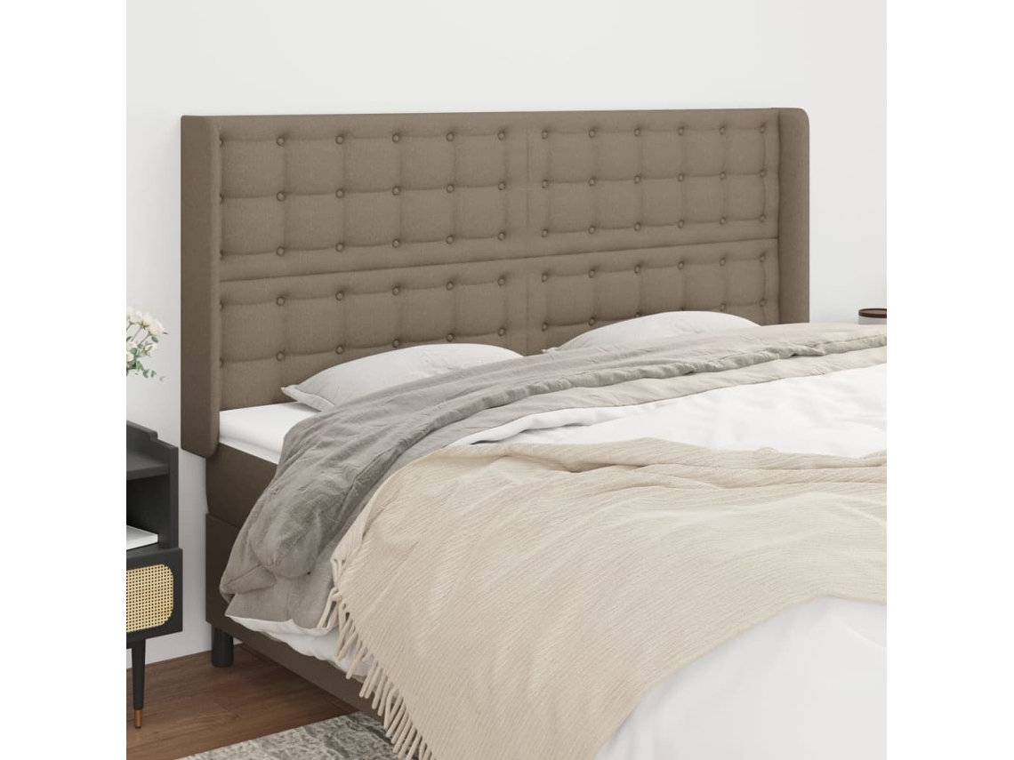 Vidaxl Cabeceira Cama Abas Tecido 203x16x118/128 Cm Cinza acastanhado