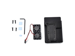 Caixa Protectora Raspberry Pi 4b Alumínio Preta com 2 Ventoinhas