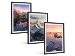 Pinturas Murais Modernas Paisagens De Montanha Ao Fundo Moldura Preta Imagens Para Um Quarto Infantil Espelharte (3 Piezas De 40x60 Cm)