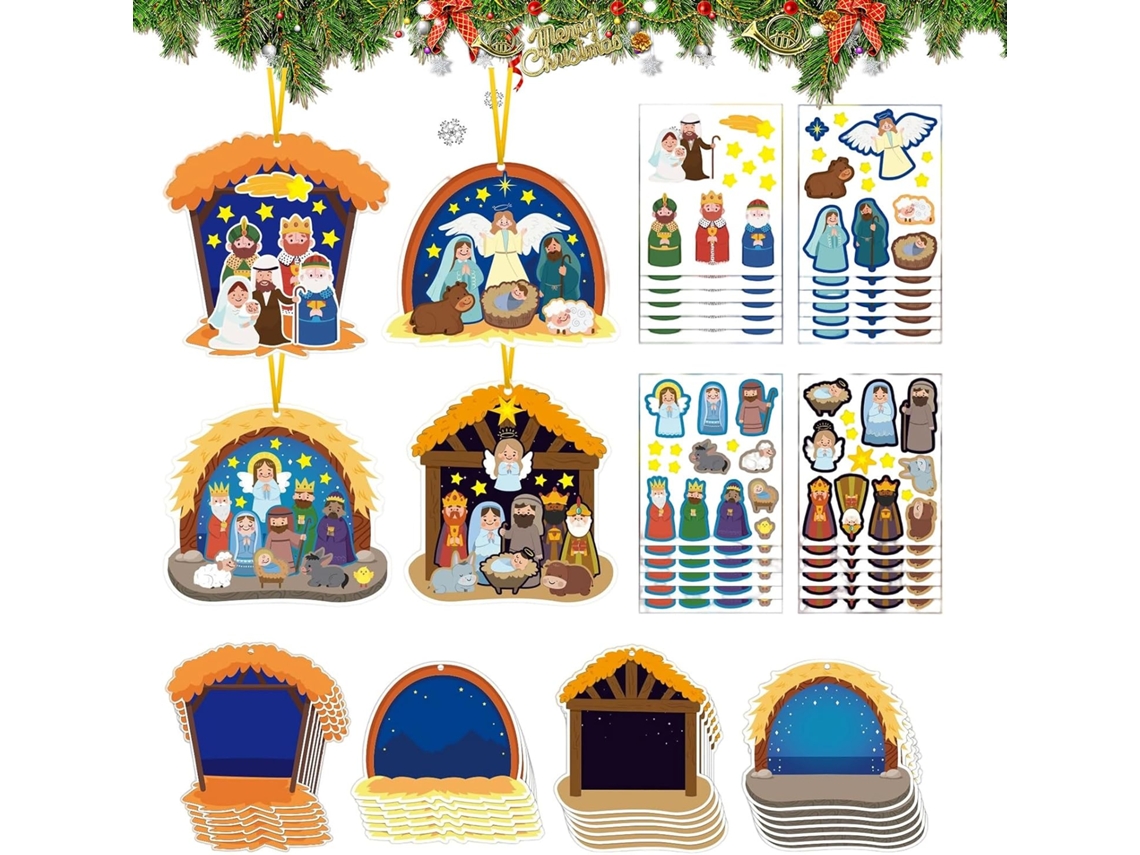 Artesanato Natal Adultos Pingente 2d Adesivos Enfeites Celebração Família Decoração Árvores - Crie GOKOCO
